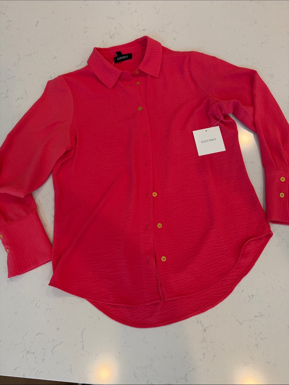 Ellen Tracy Vibrant Hot Pink Button-Down Shirt